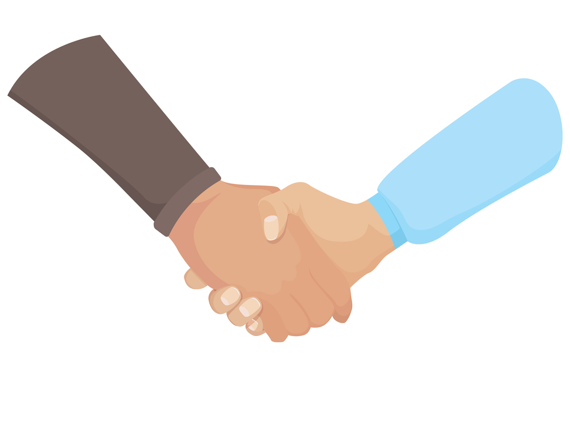 Handshake of woman and man. SEO Zusammenarbeit